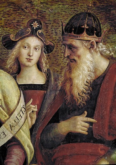 David, detail van De Eeuwige Vader omringd door profeten en Sibyllen door Pietro Perugino