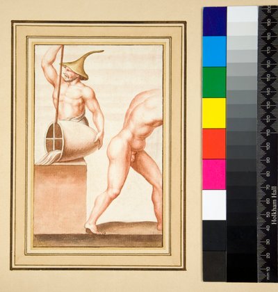 Kopie van een mozaïek van een Man met puntige hoed die uit een vaas giet door Pietro Santi Bartoli