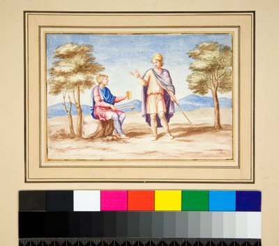 Twee mannen in Frygische Mutsen door Pietro Santi Bartoli