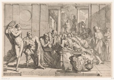 Alcibiades onderbreekt gesprek tussen Socrates en zijn vrienden door Pietro Testa