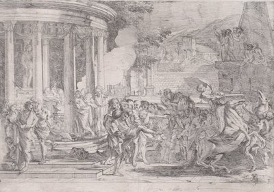 Sinorix gedragen uit de tempel van Artemis, proberend te ontsnappen aan de effecten van het vergif door Pietro Testa