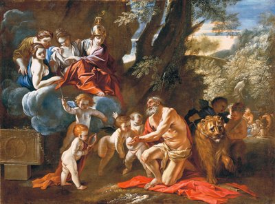 De Vier Kardinale Deugden Verschijnen aan Sint Hiëronymus door Pietro Testa