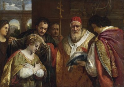 Sint Domitilla ontvangt de sluier van paus Clemens I door Pietro da Cortona