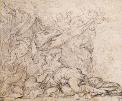Venus, studie voor Triomf van de Goddelijke Voorzienigheid, fresco op gewelf in zaal van Palazzo Barberini, Rome door Pietro da Cortona
