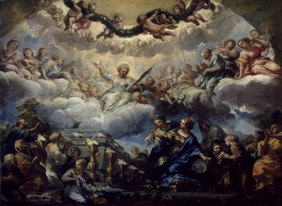 De visioen van de heilige Constantia voor het graf van de heiligen Agnes en Emerentiana door Pietro da Cortona