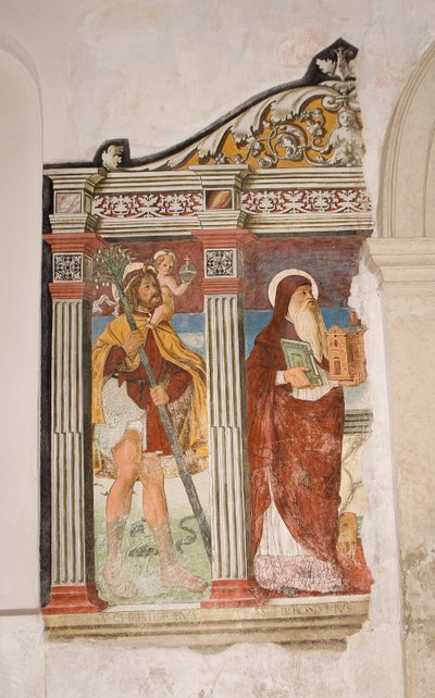 Sint Pietro en Paolo kerk, Valvasone, Friuli, Italië (fresco) door Pietro da Vicenza
