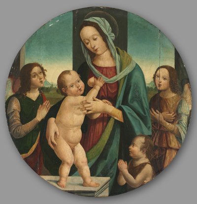 Maagd en Kind met Johannes de Doper en Engelen, ca. 1500 door Pietro del Donzello