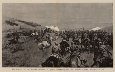 De oversteek van de Servische grens door prins Alexander en het Bulgaarse leger, 24 november 1885 door Polish School
