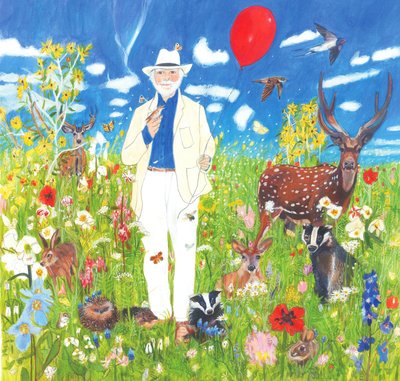 Opa, 2022 (aquarel  gouache op papier) door Polly Horner