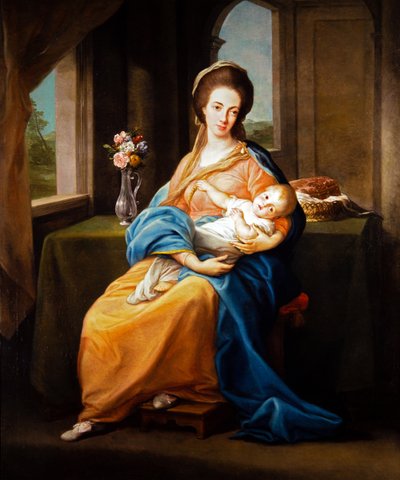 Paar Portretten, Dame met een Kind door Pompeo Girolamo Batoni