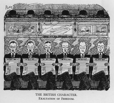 Het Britse karakter; verheffing van vrijheid (litho) door Pont