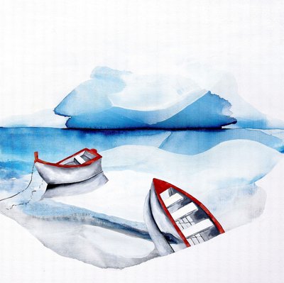 Rode boten, Blauw meer door Poonam Choudhary