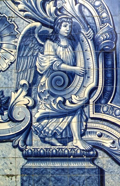 Decoratief paneel met een engel, Lamego, Portugal. 1738 door Portuguese School