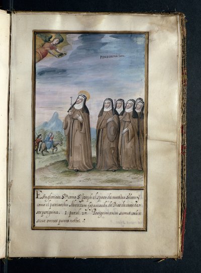 Bedevaart, uit een geschiedenis van de omzwervingen van de Syon-nonnen, samengesteld in Lissabon in het begin van de 17e eeuw door Portuguese School