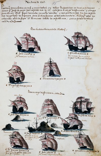 Schepen van maritieme expedities om Malakka te ontdekken door Portuguese School