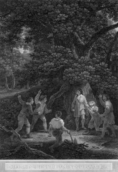 Karel II in het bos van Boscobel, 1651 door Pouney and Rhodes
