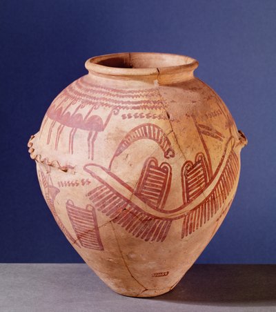 Vaas met twee heiligdommen op een boot, c.3500 v.Chr. door Predynastic Period Egyptian