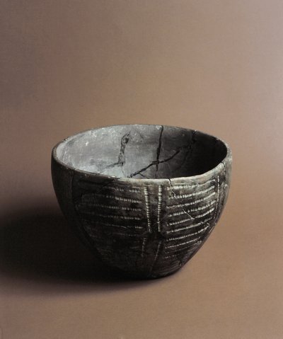 Prehistorie: keramische vaas gegraveerd met neolithische decoraties uit de Caverna Delle Arene in Candide (Ligurië). Pegli, Museo Villa Pallavicini door Prehistoric Prehistoric
