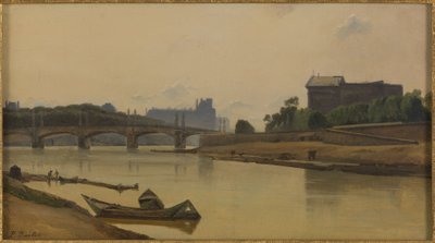 Le pont de la Concorde vu du quai de la Conférence, circa 1830 door Prosper Barbot