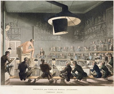 Tekenen naar het leven aan de Koninklijke Academie door Pugin and Rowlandson
