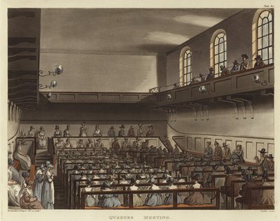 Quakers bijeenkomst door Pugin and Rowlandson