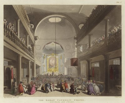 De rooms-katholieke kapel door Pugin and Rowlandson