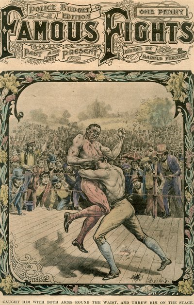 Ving hem met beide armen om de taille en gooide hem op het podium, ca. 1890-ca. 1909 door Pugnis