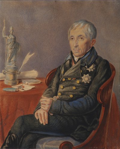 Portret van Alexey Nikolayevich Olenin 1763-1843, 1820s door Pyotr Alexeevich Olenin