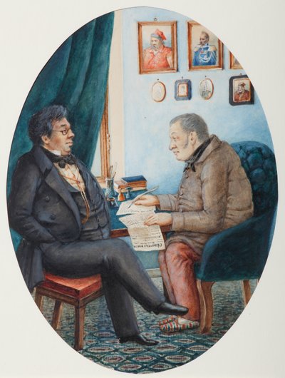 Faddey Venediktovich Bulgarin en Nikolay Ivanovich Gretsch, 1849 door Pyotr Andreyevich Karatygin