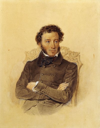 Portret van de dichter Aleksandr Sergejevitsj Poesjkin, c. 1830 door Pyotr Fyodorovich Sokolov