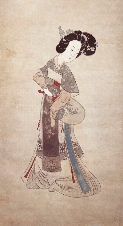 Dame van China, door Ren Shyong (schilderij op zijde) door Qing Dynasty Chinese School