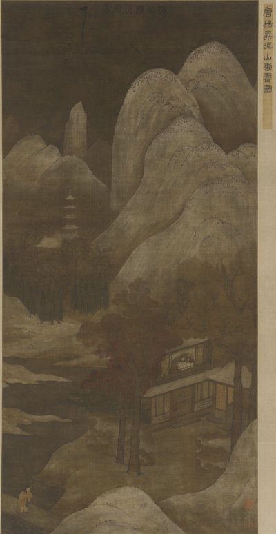 Sneeuwruimen over beken en bergen door Qing Dynasty Chinese School