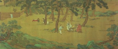 Zhao Mengfu schrijft de Hart Sutra in ruil voor thee door Qiu Ying