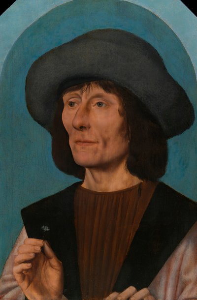 Portret van een man met een anjer, 1500-1510 door Quentin Metsys I