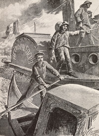 Italiaanse militaire ingenieurs, lagunebrigade, aan het werk in hun nieuwe uniformen, gravure naar tekening van Quinto Cenni, uit L