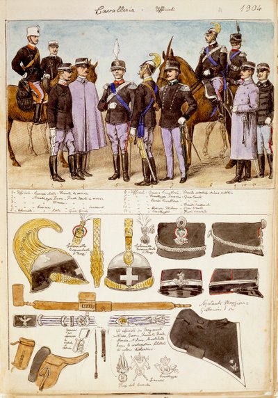 Uniformen van cavalerieofficieren van het Koninkrijk Italië door Quinto Cenni