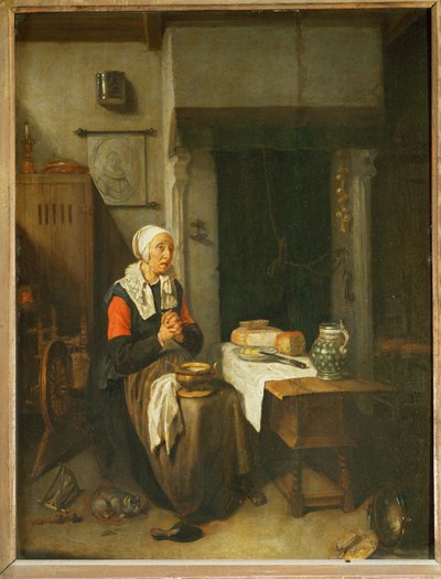 Bidden ... door Quiringh Gerritsz. van Brekelenkam