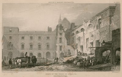Ruïnes van het Hogerhuis, Westminster door R. W. Billings