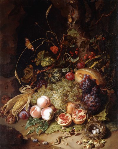 Stilleven met fruit en insecten door Rachel Ruysch