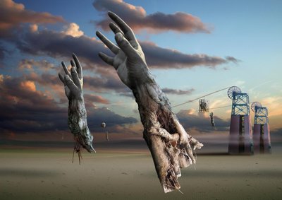 Surrealistische woestijnhanden door Radoslav Penchev