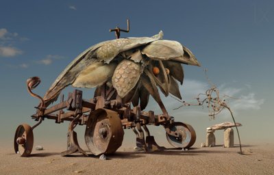 Surrealistische woestijnmachine door Radoslav Penchev