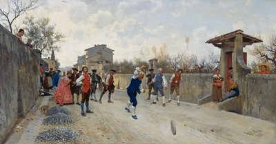 Spel van ruzzola door Raffaello Sorbi