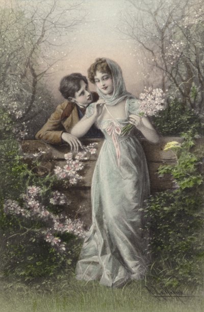 Paar leunend op een hek door Raimund Ritter Von Brennerstein Wichera