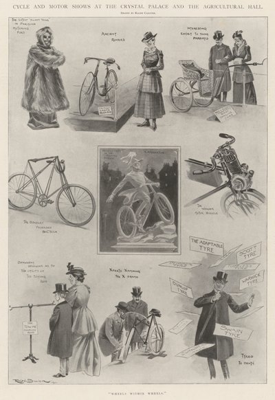 Fiets- en motorshows in het Crystal Palace en de Agricultural Hall door Ralph Cleaver