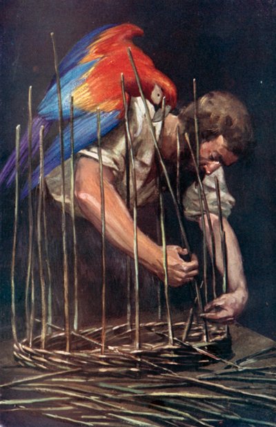 Illustratie voor Robinson Crusoe door Daniel Defoe door Ralph Noel Pocock
