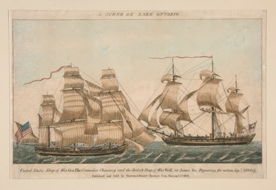 Een scène op Lake Ontario (Sloop Pike en Wolf) door Ralph Rawdon