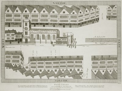 West Cheap zoals het verscheen in het jaar 1585, gegraveerd door Bartholemew Howlett door Ralph Treswell