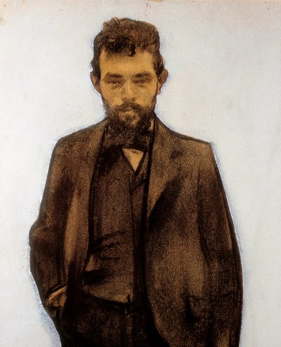 Portret van Amadeo Vives, componist door Ramon Casas i Carbo