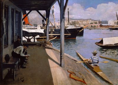 Yacht Club in Barcelona door Ramon Casas i Carbo