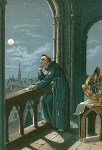 Roger Bacon in zijn observatorium in Oxford door Ramon Puiggari